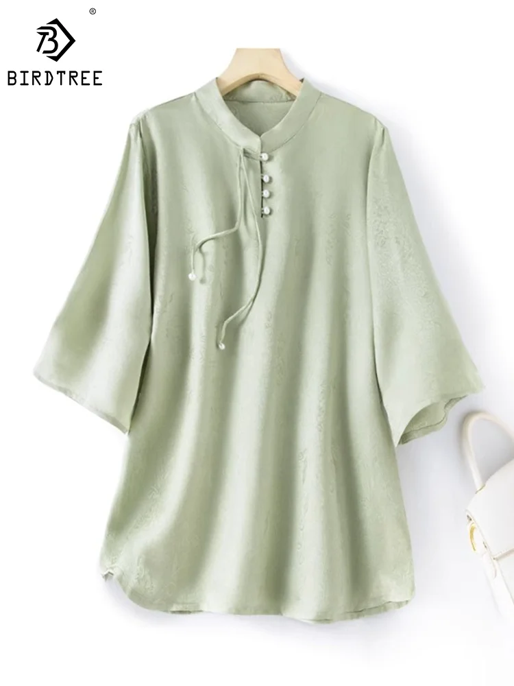 Birdtree 100%Mulberry Silk Retro Elegant Top Flower Women Breathable Stand Collar Button Tassel Small Shirt Summer New T37819QM
Birdtree 100%Mulberry Silk Retro Elegant Top Flower Women Breathable Stand Collar Button Tassel Small Shirt Summer New T37819QM