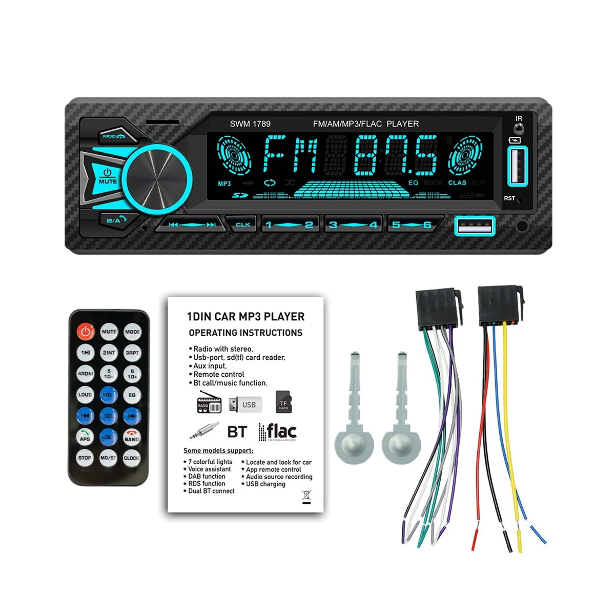 Car Radio 1Din Srereo Bluetooth MP3 Player FM Receiver with Remote Control AUX/USB/TF Card in Dash Kit
Car Radio 1Din Srereo Bluetooth MP3 Player FM Receiver with Remote Control AUX/USB/TF Card in Dash Kit