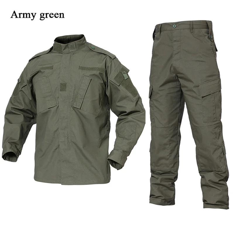 

Army Green Camouflage Uniform Tactical Military Combat Outdoor Hunting Hiking Trekking Suit Cs Training Swat Jacket And Pant