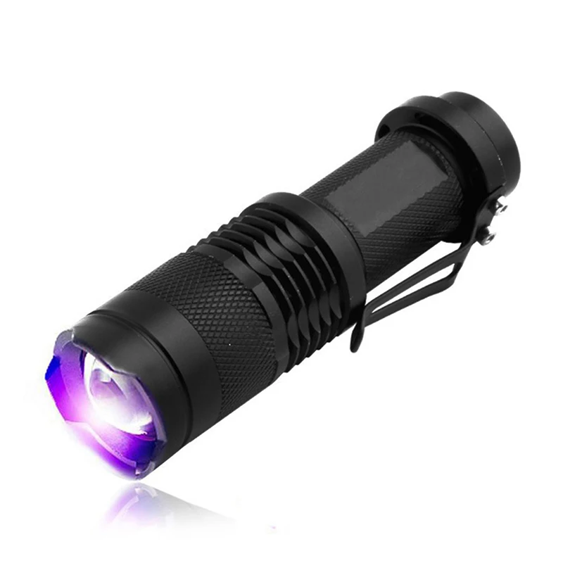 

TopCom Mini UV LED Flashlight Portable Ultraviolet Black Light 365/395nm Zoomable Torch Pet Urine Stains Scorpion Detector Lamp
