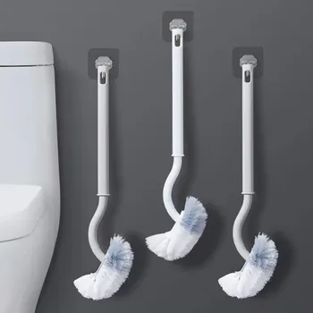 욕실 벽걸이 S 타입 화장실 커브 브러시, 구부러진 헤드 코너 갭 브러시, 부드러운 헤어, 가정용 청소 도구