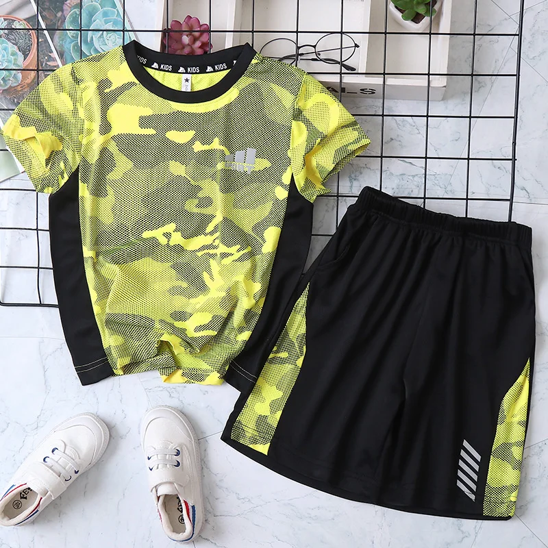Outdoor Quick-Dry Kids Top Summer T-Shirt+Shorts Sets Moisture Wicking Camouflage Print Baby Boys 2-Piece Workout Set 3-13 Years
Outdoor Quick-Dry Kids Top Summer T-Shirt+Shorts Sets Moisture Wicking Camouflage Print Baby Boys 2-Piece Workout Set 3-13 Years