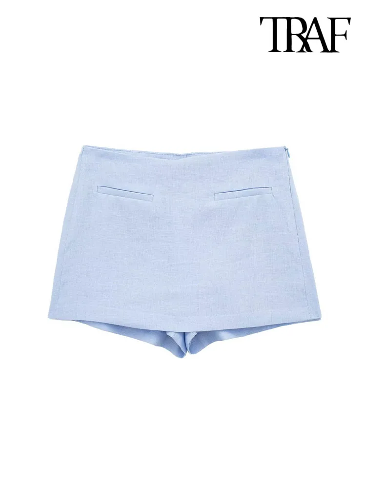 TRAF Women Fashion Linen Shorts Skirts Vintage High Waist Side Zipper Female Skort Mujer
TRAF Women Fashion Linen Shorts Skirts Vintage High Waist Side Zipper Female Skort Mujer