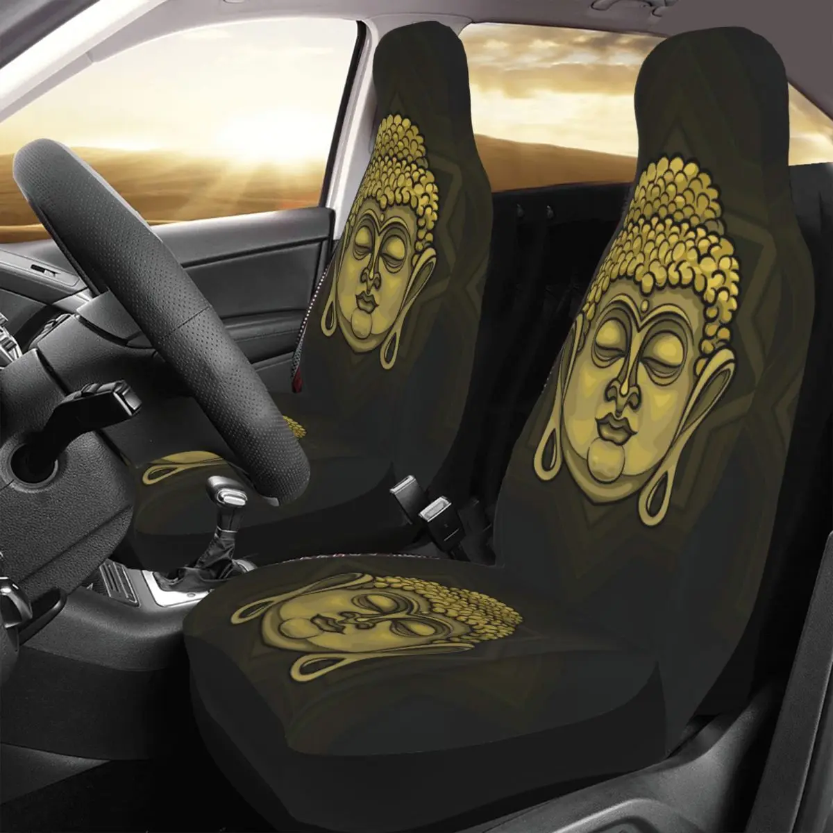 

Накидка на сиденье автомобиля с излучением Будды золотого цвета, универсальная передняя защита с принтом на заказ, аксессуары, набор подушек
