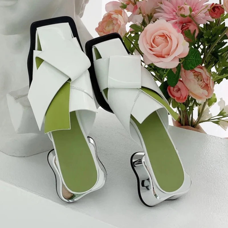 

Strange Style Туфли Женские Soft Leather Heeled Sandals Mixed Colors Zapatos De Tacón Mujer Elegantes Slippers Shoes For Woman