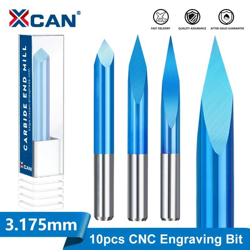 XCAN 3 Edge Pyramid Bit CNC Engraving Bit 20-90 Degree Carbide End Mill 3.175mm Shank Nano Blue Coated Milling Cutter 10pcs
XCAN 3 Edge Pyramid Bit CNC Engraving Bit 20-90 Degree Carbide End Mill 3.175mm Shank Nano Blue Coated Milling Cutter 10pcs
