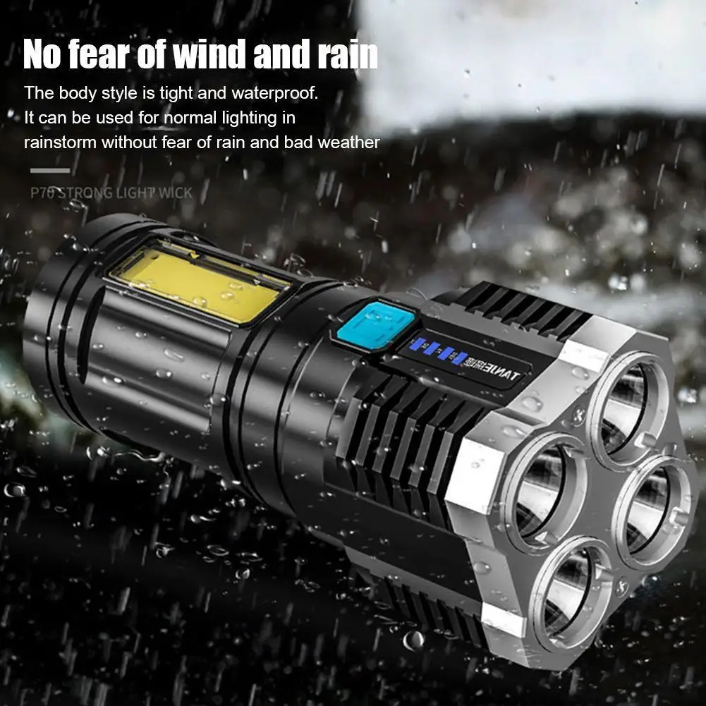 

LED Camping Fishing Flashlight with COB Work Light Rechargeable Flashlights Super Bright LED Flashlight for Emergencies Camping