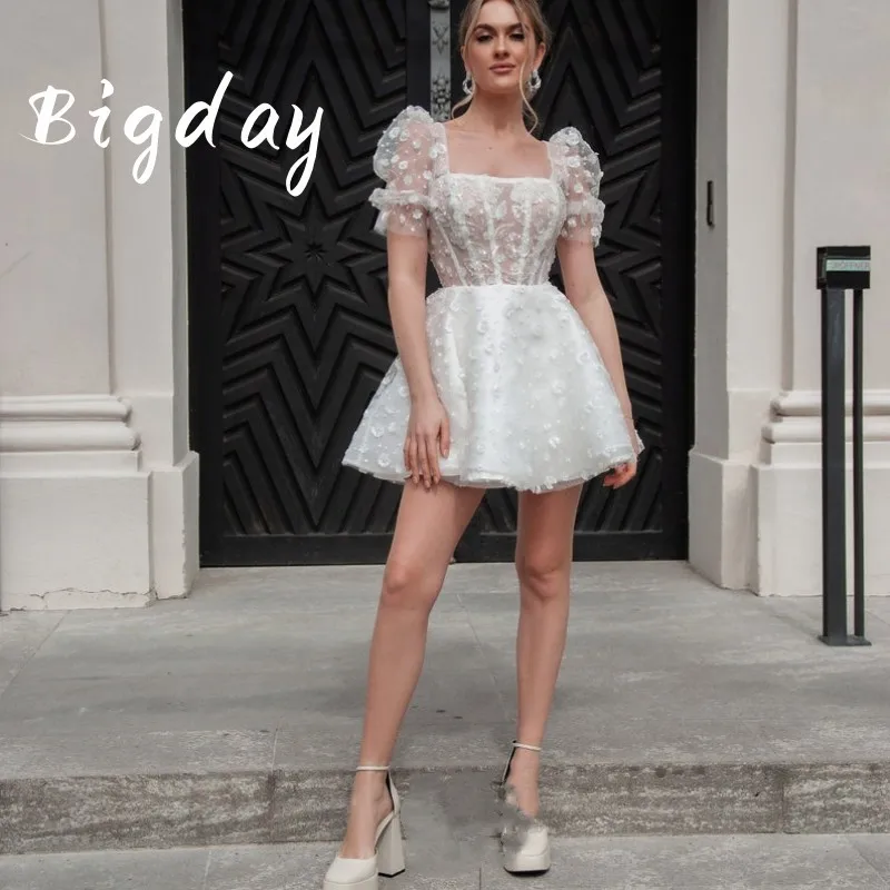 Elegant Short Wedding Dress Women 2024 White Open Back Lace Square Collar Short Puff Sleeve Bridal Gown Tulle Vestidos De Noiva
Elegant Short Wedding Dress Women 2024 White Open Back Lace Square Collar Short Puff Sleeve Bridal Gown Tulle Vestidos De Noiva