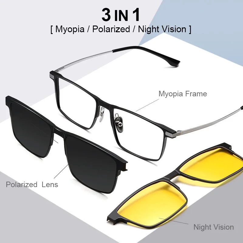 3 in 1 Optical Glasses Frame Men Ultralight Aluminum Magnesium Square Spectacle Frame Night Vision Polarized Driving Sunglasses
3 in 1 Optical Glasses Frame Men Ultralight Aluminum Magnesium Square Spectacle Frame Night Vision Polarized Driving Sunglasses