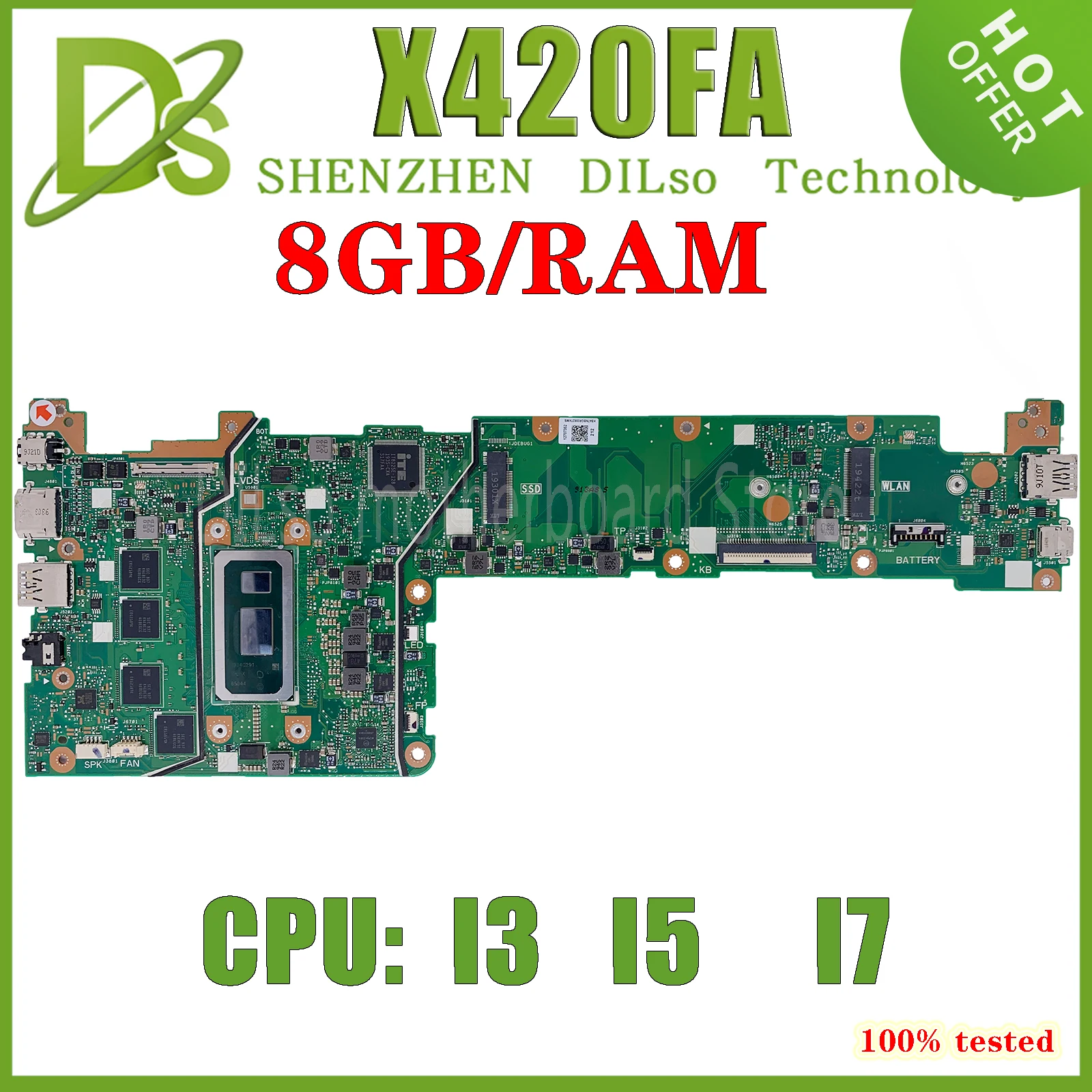 

KEFU X420FA Mainboard For ASUS VivoBook 14 X420 X420F Laptop Motherboard With I3-8145U i5-8265U I7 8GB RAM 100% Fully Tested