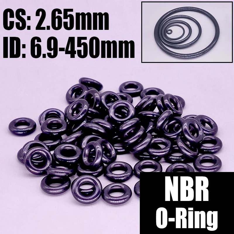 

1-20PC NBR O Ring Seal Gasket Thickness CS 2.65mm ID 6.9-450mm Nitrile Butadiene Rubber Spacer Oil Resistance Washer Round Shape