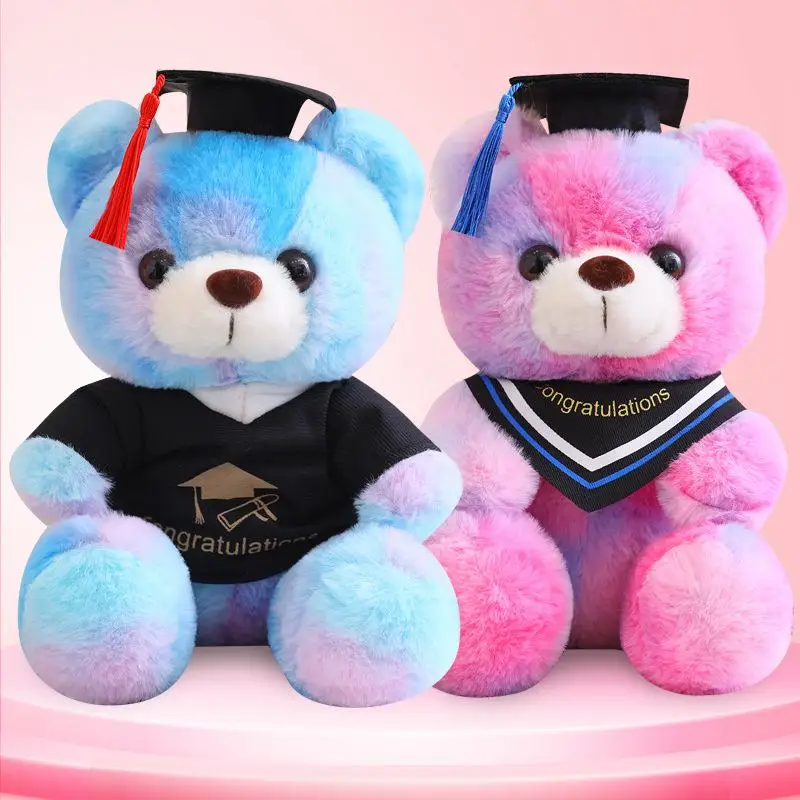 

23cm New Lovely Dr. Bear Plush Toy Stuffed Soft Colorful Kawaii Teddy Bear Animal Dolls Graduation Birthday Gifts For Kids Girls