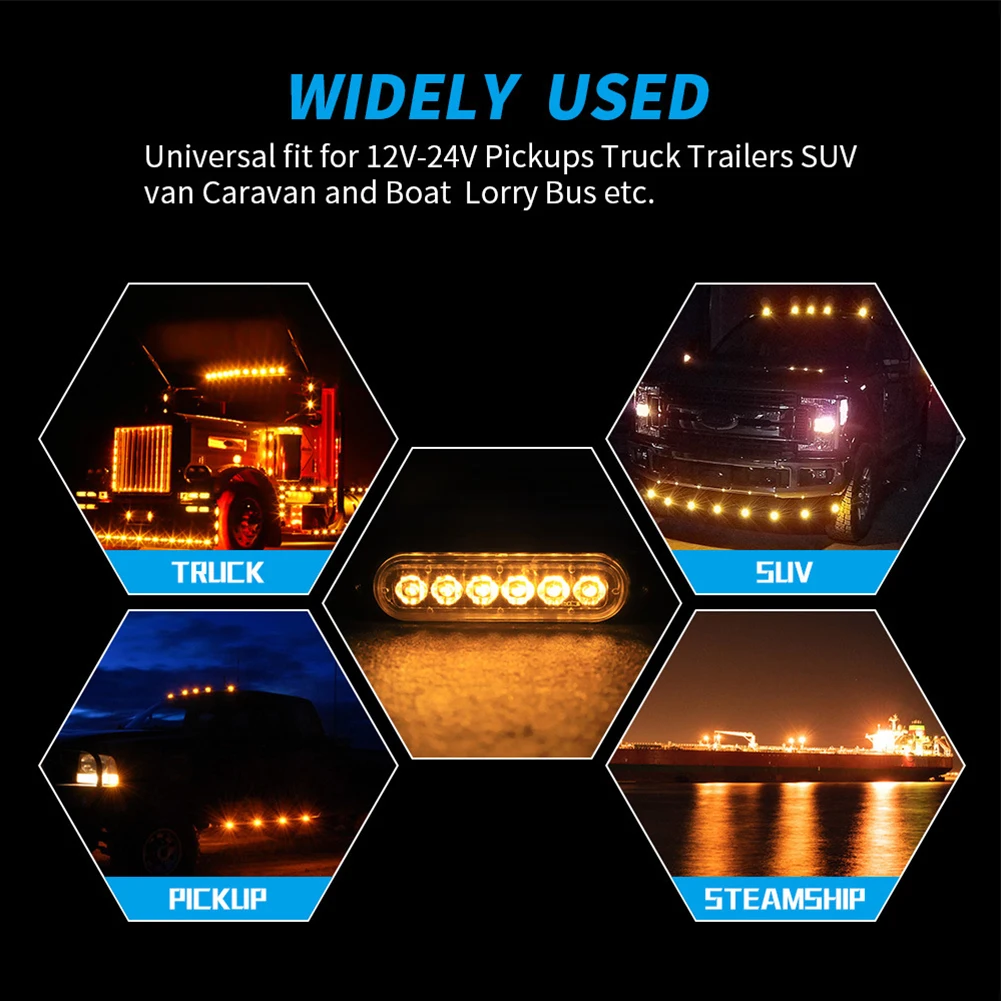 2pcs Truck DC12-24V 6smd LED Strobe Light Grille Car Beacon Lamp Yellow White Normally Bright + Flashing 720LM Car LED Flashing
2pcs Truck DC12-24V 6smd LED Strobe Light Grille Car Beacon Lamp Yellow White Normally Bright + Flashing 720LM Car LED Flashing