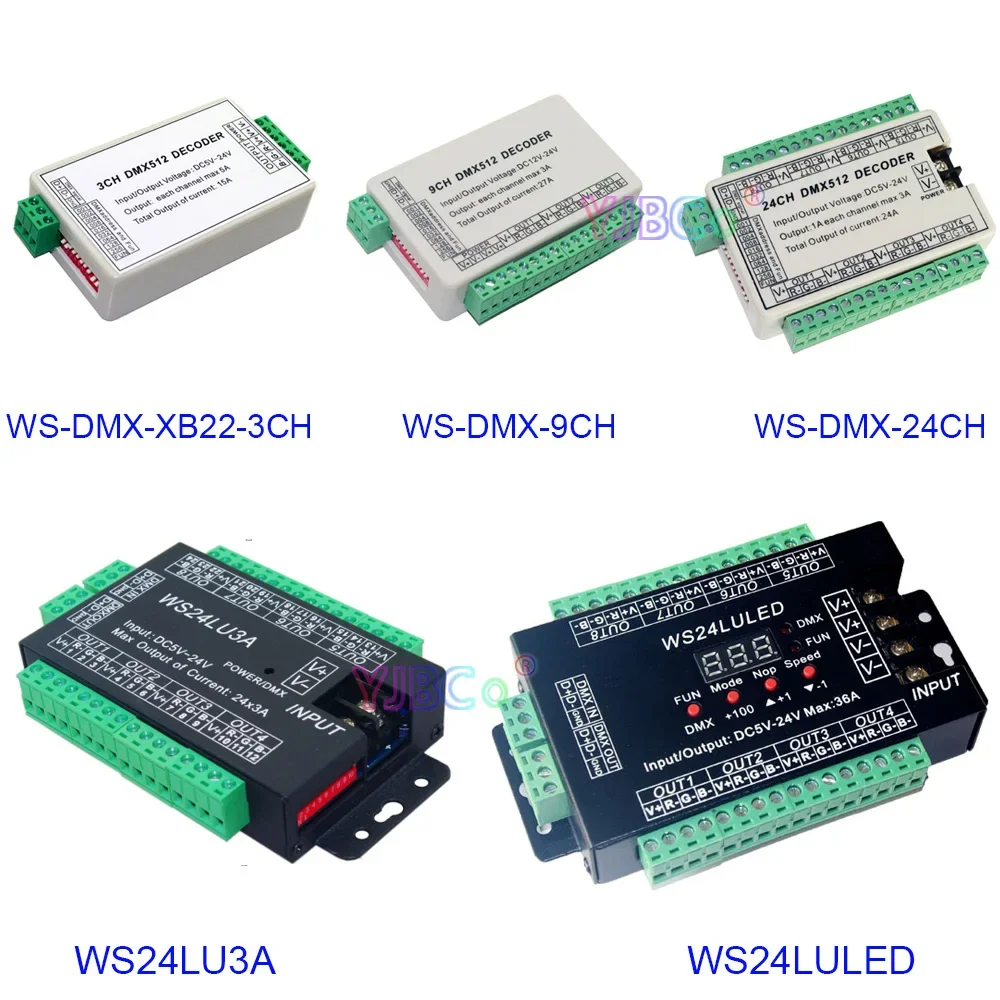 5V 12V 24V Common anode DMX512 Decoder 3 CH 9 CH 24 CH Channels DMX LED RGB RGBW Controller For LED Strip,Lamp,Light,Lights tape
5V 12V 24V Common anode DMX512 Decoder 3 CH 9 CH 24 CH Channels DMX LED RGB RGBW Controller For LED Strip,Lamp,Light,Lights tape