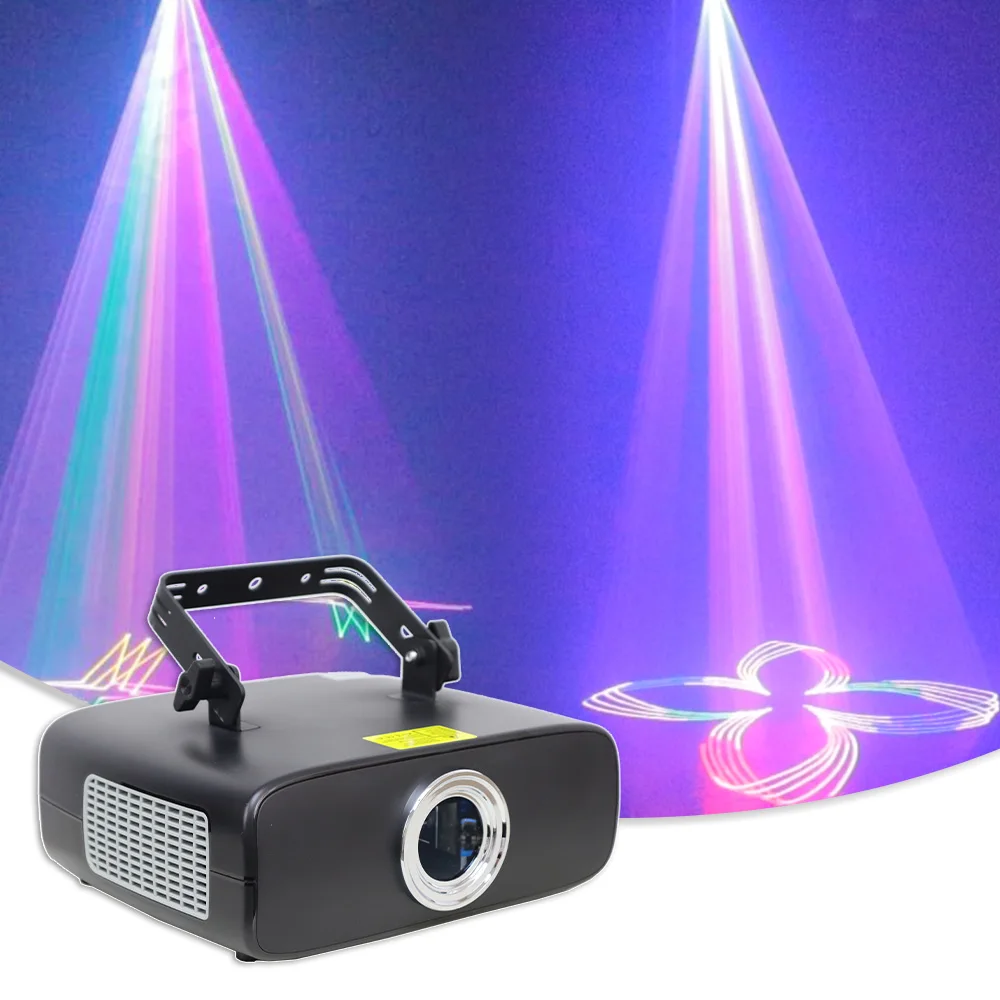 

RGB 2 Вт полноцветный анимационный луч, сценическое освещение, лазерный проектор 20Kpps Scan 300 эффектов DMX512, управление музыкой, Dj, диско, ночной клуб