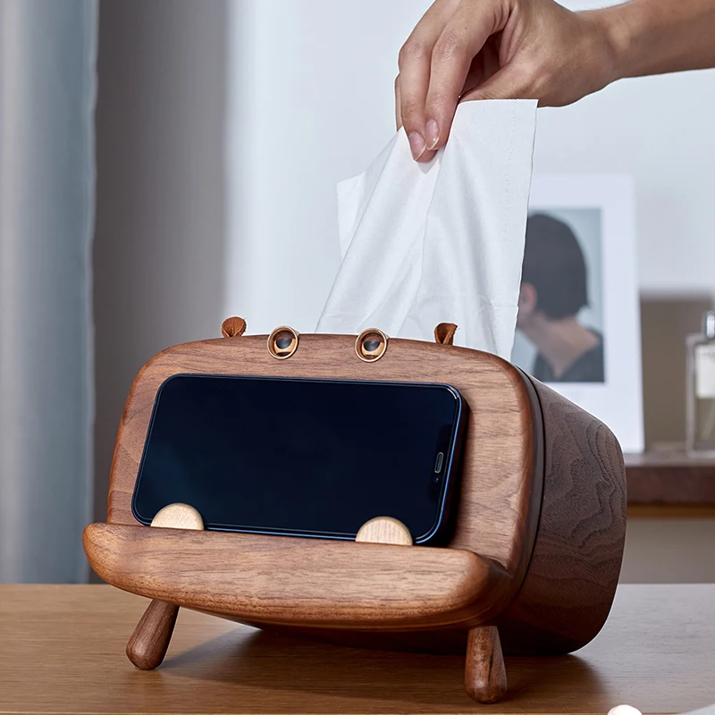 Hippo tissue box, black walnut, solid wood, creative cute drawer paper box, mobile phone holder
Hippo tissue box, black walnut, solid wood, creative cute drawer paper box, mobile phone holder