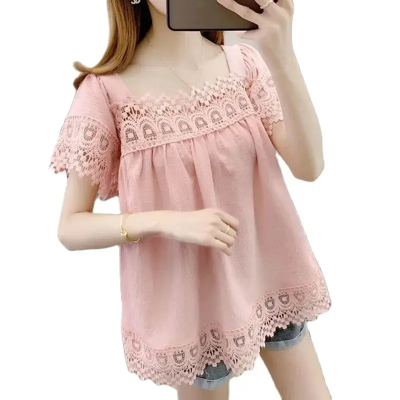 Summer New 2022 Wild Age Reduction Loose Thin Short Sleeve Hollow Out Lace Female Shirt Chiffon Cover Your Belly Women Jacket
Summer New 2022 Wild Age Reduction Loose Thin Short Sleeve Hollow Out Lace Female Shirt Chiffon Cover Your Belly Women Jacket