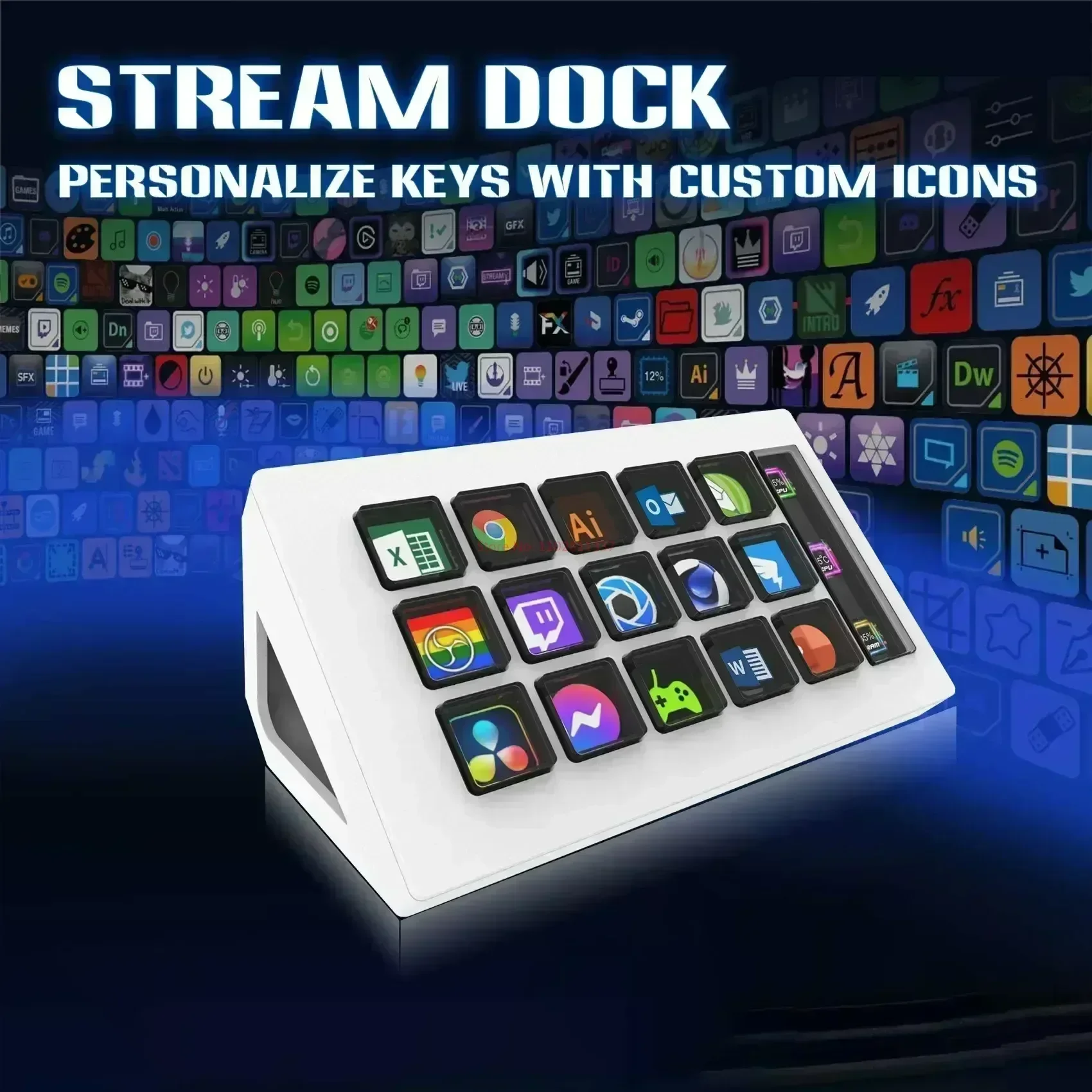 Visual Stream Deck Keyboard Lcd Button 15 Keys Live Content Creation Controller Custom Button For Windows/macos/android/ios Gift 21 Visual Stream Deck Keyboard Lcd Button 15 Keys Live Content Creation Controller Custom Button For Windows/macos/android/ios Gift 15