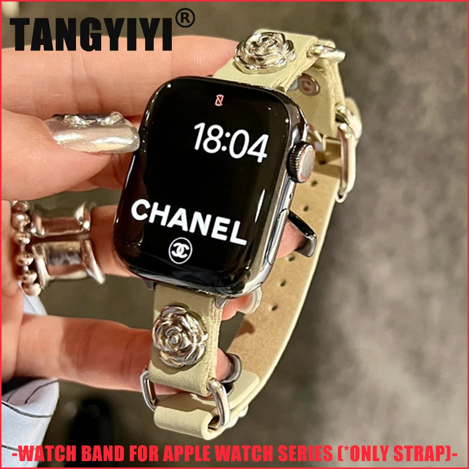 PU Leather Strap For Apple Watch Series 9 8 7 6 SE 5 4 3 45/44/42/41/40/38mm Luxury Camellia Punk Bracelet IWatch Ultra 2 49mm
PU Leather Strap For Apple Watch Series 9 8 7 6 SE 5 4 3 45/44/42/41/40/38mm Luxury Camellia Punk Bracelet IWatch Ultra 2 49mm