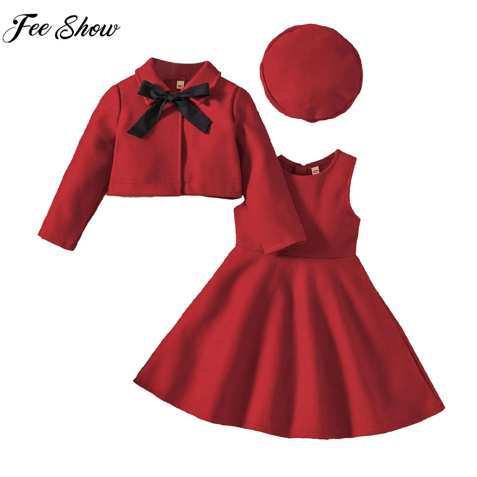 Children Girls Christmas Birthday Party Outfit Long Sleeve Woolen Cardigan Coat with Dress Hat for School Daily Wedding Banquet
Children Girls Christmas Birthday Party Outfit Long Sleeve Woolen Cardigan Coat with Dress Hat for School Daily Wedding Banquet