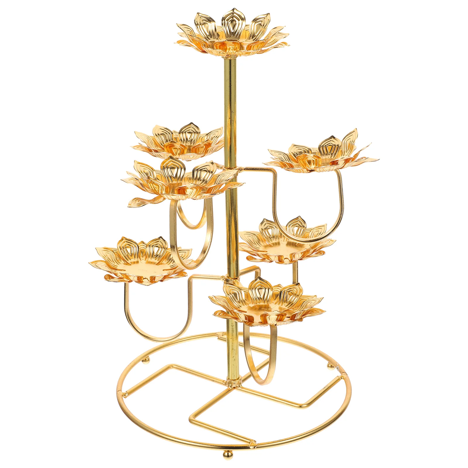 Ghee Lamp Holder Candlestick for Temple Craft Ornaments Creative Lotus Rack Shape Stand Metal Candleholder Decor
Ghee Lamp Holder Candlestick for Temple Craft Ornaments Creative Lotus Rack Shape Stand Metal Candleholder Decor