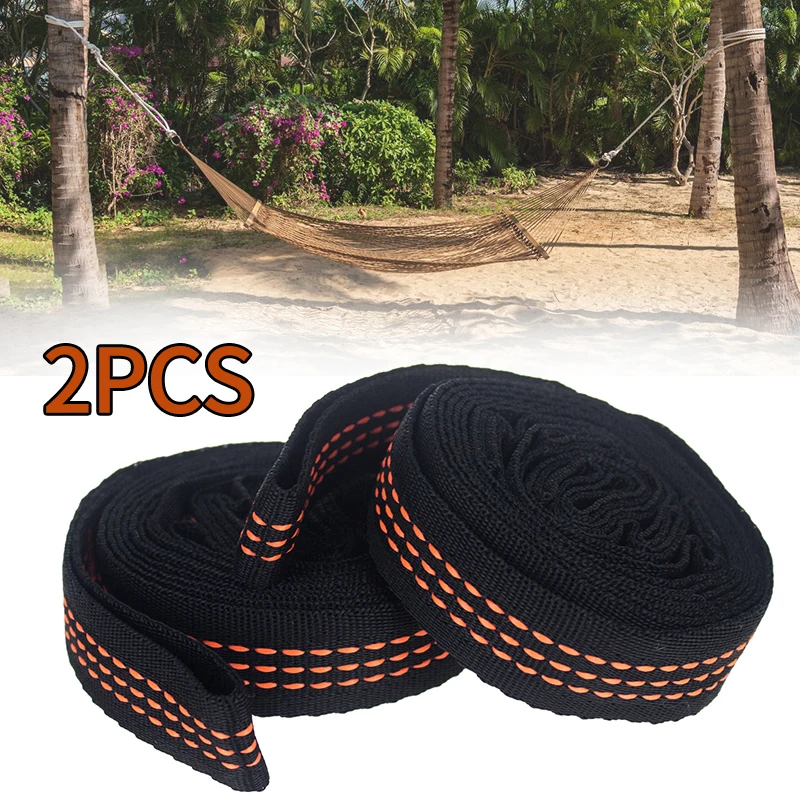 

2pcs Hammock Strap 200cm Tree Hanging Spare Part Outdoor Heavy Duty Extension Loop Safety Hangers Aerial Yoga Portable Camping