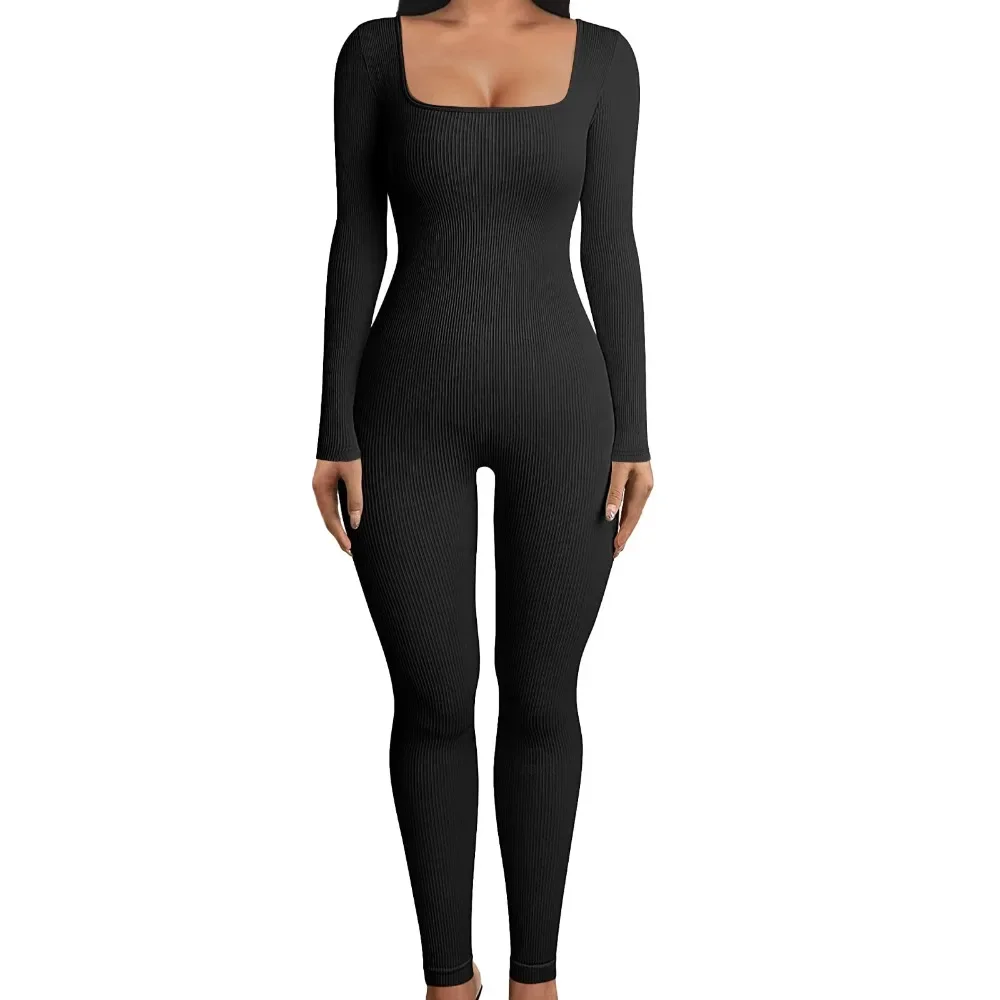 Women's solid color long sleeve vest jumpsuit thread square neck backless hip lift slim-fit sports jumpsuit
Women's solid color long sleeve vest jumpsuit thread square neck backless hip lift slim-fit sports jumpsuit
