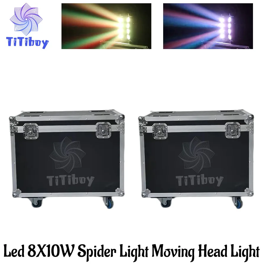 

0 Tax 2 Flight Cases For 8x10W RGBW Led Spider Light Moving Head DMX Beam Moving Head Light Led for party event show Light DJ