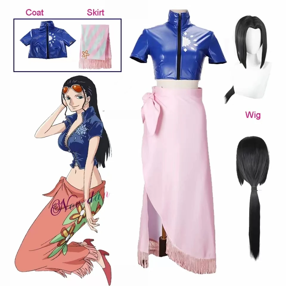 

Anime Nico Robin Cosplay Costumes Kimono Dress Halloween Costumes for Women Vestido Role Play Coat Clothing Sexy Uniform Wig