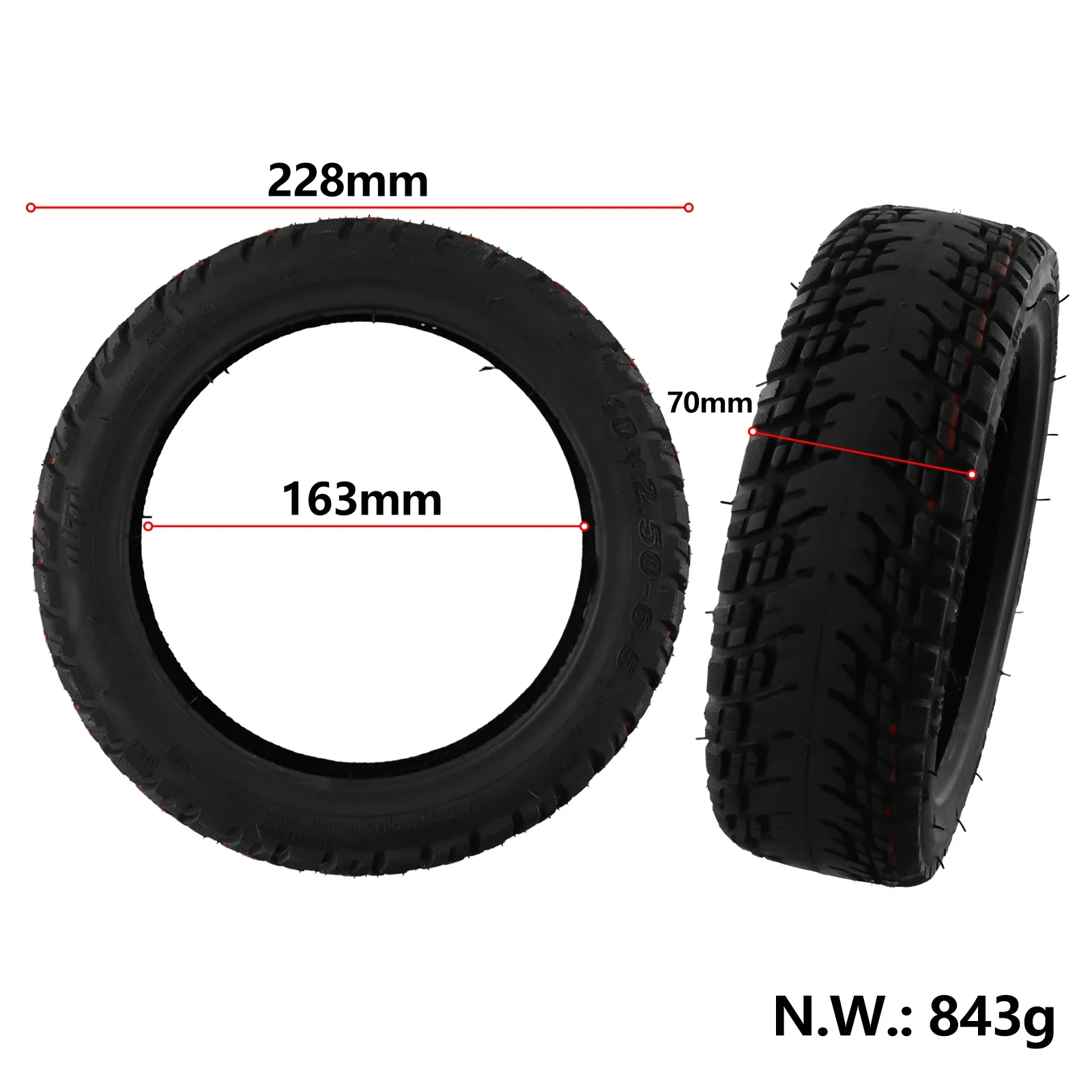 Tire Tyre E-Bike 10 Inch 10x2.50-6.5 845G Black Electric Scooter Off-road Replacement Rubber Self-repair Tubeless
Tire Tyre E-Bike 10 Inch 10x2.50-6.5 845G Black Electric Scooter Off-road Replacement Rubber Self-repair Tubeless