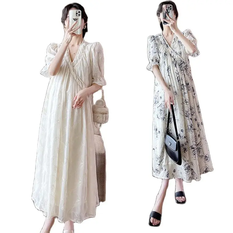 Long Loose Maternity Summer Floral Dress Short Sleeve V-Neck Pregnant Women Empire Chiffon Dress Fashion Pregnancy Clothes Loose
Long Loose Maternity Summer Floral Dress Short Sleeve V-Neck Pregnant Women Empire Chiffon Dress Fashion Pregnancy Clothes Loose
