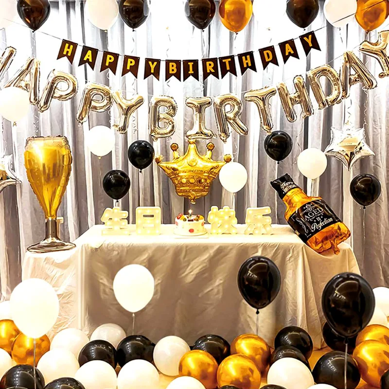 

Birthday Party Balloons Decoration Rose Gold Foil Letter Balloon Set Happy Birthday Globos Kids Party Decoration Banner Supplies