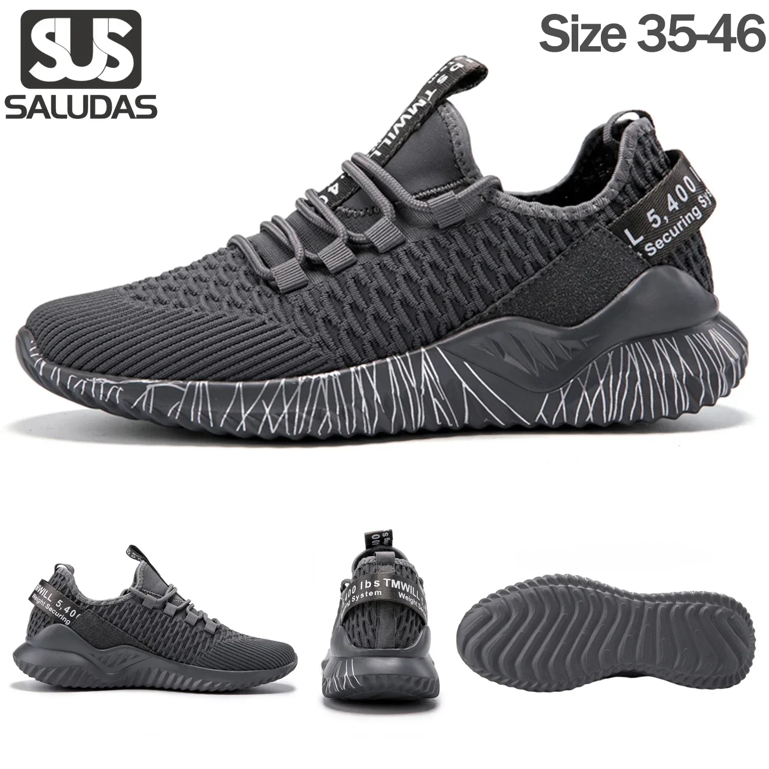 

SALUDAS Men Sport Shoes Outdoor Sport Tennis Shoes Comfortable Non-Slip Women Sneaker Thick Bottom Heighten Light Running Shoes