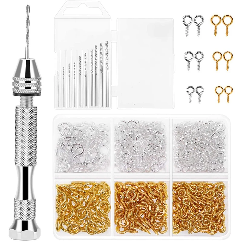 Resin Tools Kit With 1Pcs Pin Vise Hand Drill 10Pcs Drill Bits And 400Pcs Screw Eye Pins For DIY Keychain Pendant Making
Resin Tools Kit With 1Pcs Pin Vise Hand Drill 10Pcs Drill Bits And 400Pcs Screw Eye Pins For DIY Keychain Pendant Making