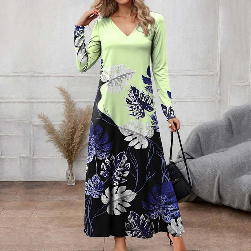 Women Dresses Spring Autumn Leaf Printing V-Neck Long Sleeve Slim Fashion Casual Elegant Straight Office Ladies Pullover Dress
Women Dresses Spring Autumn Leaf Printing V-Neck Long Sleeve Slim Fashion Casual Elegant Straight Office Ladies Pullover Dress