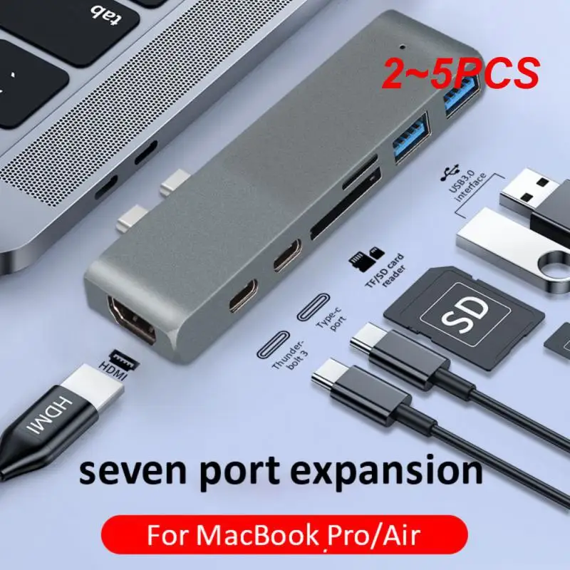

2~5PCS In 1 Aluminum USB C Hub USB Type C Hub Adapter Dongle Compatible For MacBook 13" 15" 2016 2017 Thunderbolt 3 USB-C
