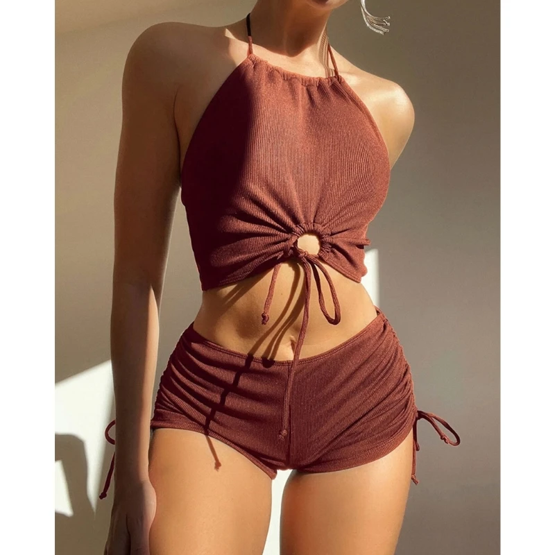 Womens Two-piece Soft Bag High Cut Bikinis Set Sexy Lacing Bathing Suit Set Thong Beachwear Solid Color Strappy Swimwear
Womens Two-piece Soft Bag High Cut Bikinis Set Sexy Lacing Bathing Suit Set Thong Beachwear Solid Color Strappy Swimwear