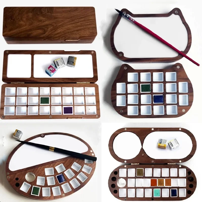 

2ml Art Box Paint Watercolor Grid Student Tool Wood Outdoor Palette 24/40 Portable Moisturizing Solid Painting