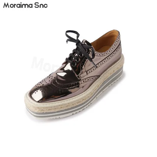 

Thick-Soled Wedge-Heeled Lace-Up Shoes Silver Square Toe Retro Pumps Fashionable Color Matching Casual Women's Shoes