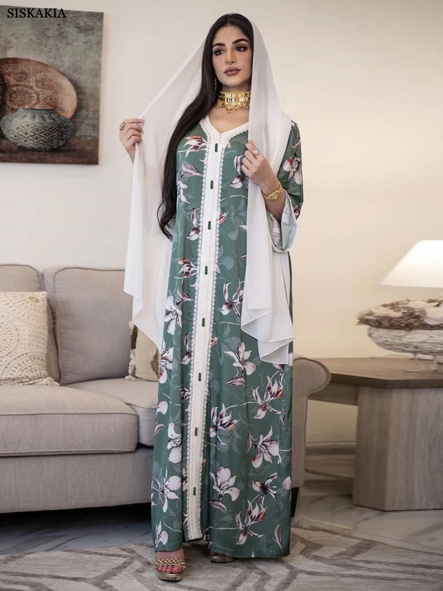 Siskakia марокканский Caftan Женская мода печать лента отделка полный рукав v-образный вырез элегантный шик мусульманские женские длинные платья
Siskakia марокканский Caftan Женская мода печать лента отделка полный рукав v-образный вырез элегантный шик мусульманские женские длинные платья