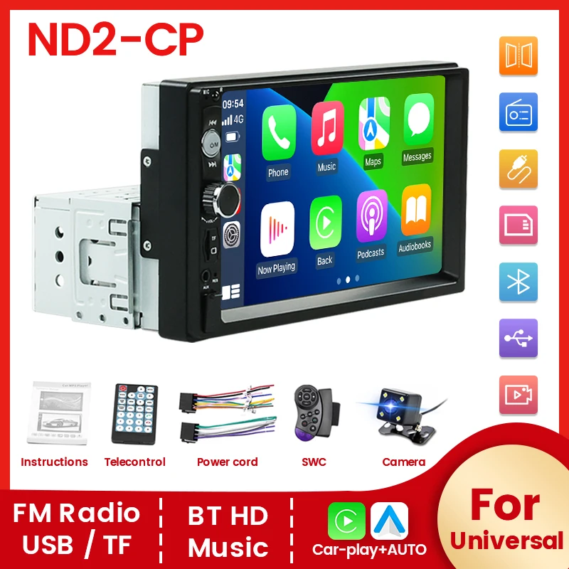 Car Radio Multimedia Video Player Support Wired 7" AUX/USB/BT/FM/SWC/Camera/ Music/ Player Only Carplay Android Auto Universal
Car Radio Multimedia Video Player Support Wired 7" AUX/USB/BT/FM/SWC/Camera/ Music/ Player Only Carplay Android Auto Universal