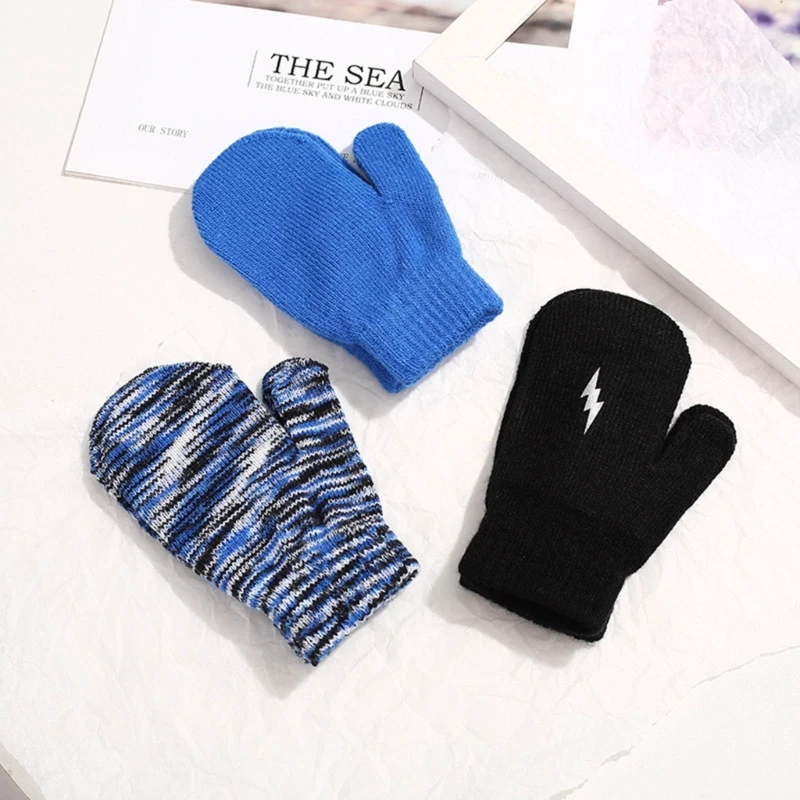 

1-4years Children Winter Warm Gloves Baby Girls Baby Boys Toddler Knitted Acrylic Gloves For Baby Warm Rope Full Finger Mittens