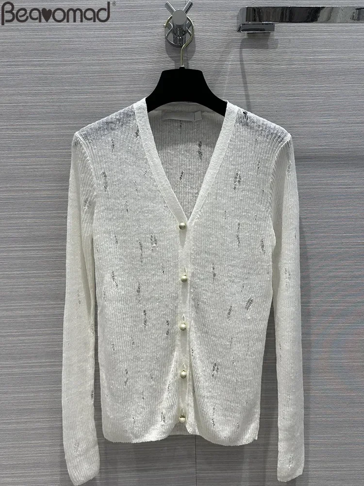 Fashion Runway Summer White Thin Style Cardigan Women's Solid Color V-Neck Loose Long Sleeve Hollow Out Long Style Tops
Fashion Runway Summer White Thin Style Cardigan Women's Solid Color V-Neck Loose Long Sleeve Hollow Out Long Style Tops