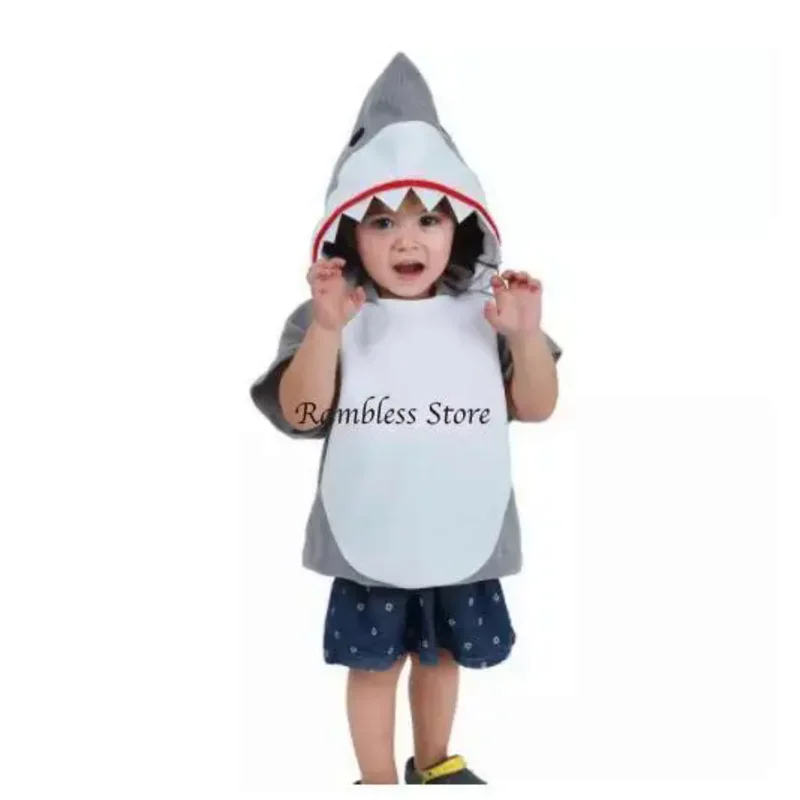 

S M L Funny Shark Animals Cosplay Costumes for Halloween Child Kids Boy Girl New Year Carnival Party Shark Cos Clothing