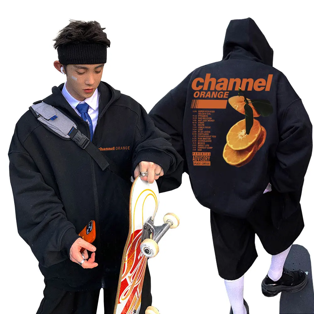 

Rapper Frank Channel Orange Hip Hop Zipper Hoodie Ocean Oversized Zip Up Jacket Men's Blond Hip-Hop Vintage Zipper Sweatshirt