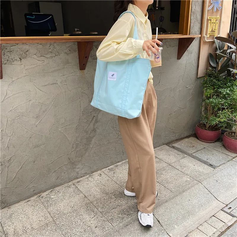 Women's Bag Cotton Canvas Shoulder Handbag Eco Fabric Handbag Solid School Books Tote Bag Portable Shopping Bag Sac À Main Femme Women's Bag Cotton Canvas Shoulder Handbag Eco Fabric Handbag Solid School Books Tote Bag Portable Shopping Bag Sac À Main Femme