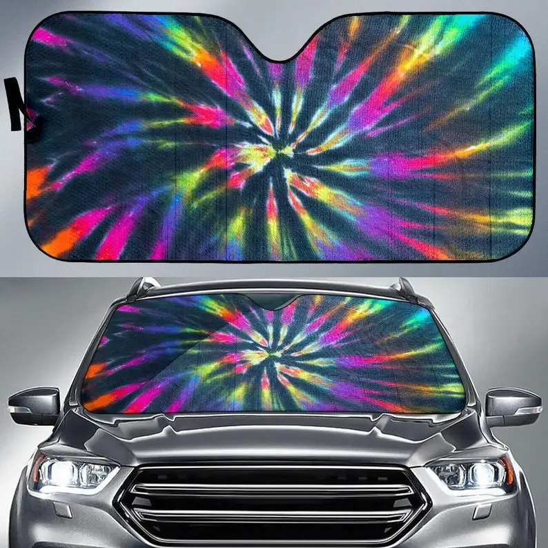 

Цветной неоновый тент для лобового стекла автомобиля с абстрактным рисунком, солнцезащитный козырек, аксессуары для автомобиля