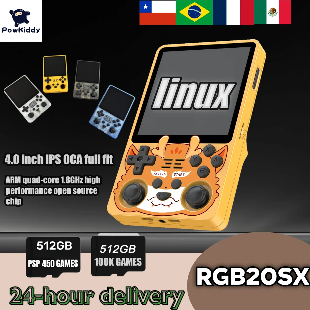 POWKIDDY RGB20SX Portable Handheld Game Console Retro Pocket 4.0 Inch Screen Linux OS Portable Video Players 512G PSP Console
POWKIDDY RGB20SX Portable Handheld Game Console Retro Pocket 4.0 Inch Screen Linux OS Portable Video Players 512G PSP Console