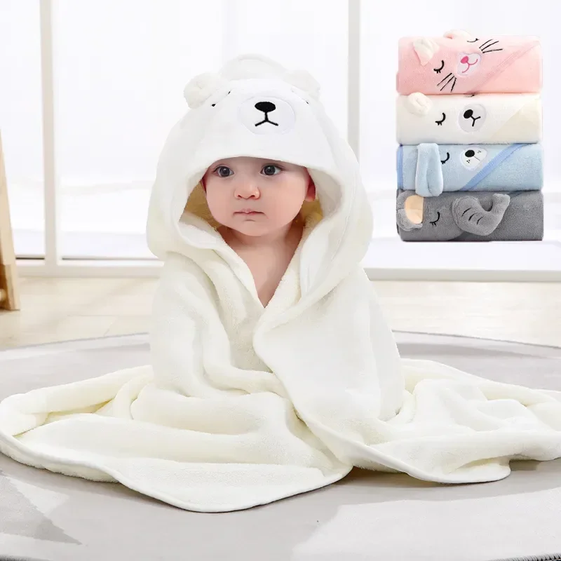 

80x80cm Newborn Wrap Blanket Baby Soft Warm Cloak Blanket Children Bath Towel Infant Swaddle Coral Fleece Blanket For 0-12 Month