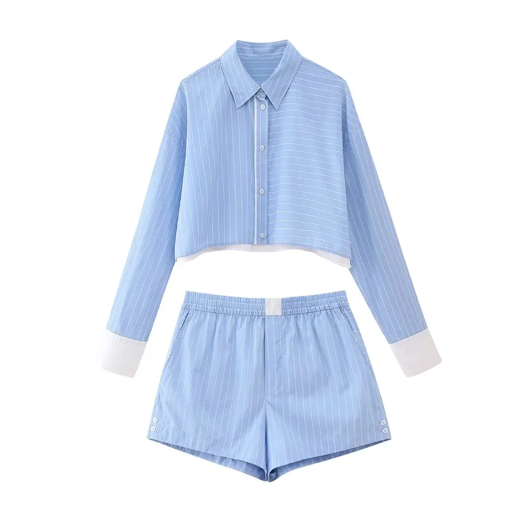 set woman 2 pieces 2023 Fashion Striped poplin short shirt+ Striped poplin shorts Women's suit
set woman 2 pieces 2023 Fashion Striped poplin short shirt+ Striped poplin shorts Women's suit